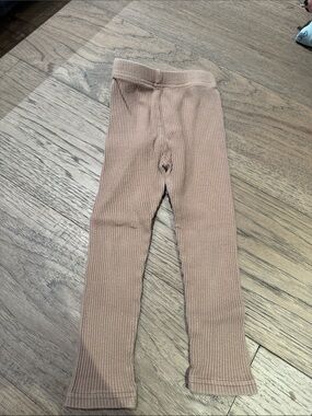 Kids Ribbed Leggings - light brown